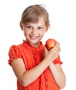 Girl eating red apple isolated Royalty Free Stock Photo