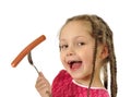 Girl eating sausage