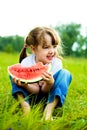 Girl eating water-melon Royalty Free Stock Photo