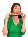 Girl eating water-melon Royalty Free Stock Photo