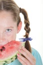 Girl eating watermelon Royalty Free Stock Photo