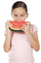 Girl eating watermelon Royalty Free Stock Photo