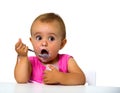 Girl eating yogurt Royalty Free Stock Photo