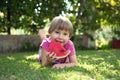 Girl eats a water-melon Royalty Free Stock Photo