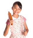 Girl, Egg Beater And Rolling Pin III Royalty Free Stock Photo