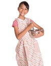 Girl With Egg Beater and Steel Bowl III Royalty Free Stock Photo