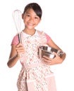 Girl With Egg Beater and Steel Bowl IX Royalty Free Stock Photo