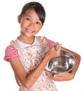 Girl With Egg Beater and Steel Bowl VII Royalty Free Stock Photo