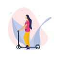 Girl on electric scooter in the city, conceptual illustration for business, mobile applications, sites