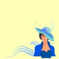 A girl in an elegant blue suit. a woman in a feathered hat. empty space..vector illustration on a white . a slender lady Royalty Free Stock Photo