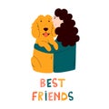 Girl embracing her spaniel dog. Friendship concept Royalty Free Stock Photo