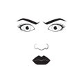 Girl emotion face angry cartoon vector illustration and woman emoji icon cute symbol character human expression black