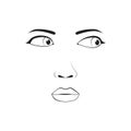 Girl emotion face cartoon vector illustration and woman emoji icon cute symbol character human expression black Royalty Free Stock Photo