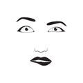 Girl emotion face cartoon vector illustration and woman emoji icon cute symbol character human expression black Royalty Free Stock Photo