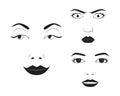 Girl emotion face cartoon vector illustration and woman emoji icon cute symbol character human expression black Royalty Free Stock Photo