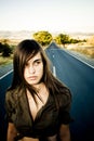 Girl in empty road