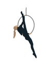 The girl is engaged in aerial acrobatics. Vector Illustration for your business, scrapbook, magazine