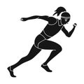 The girl is engaged in athletics.The actives in athletics.active sports single icon in black style vector symbol stock