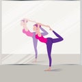 The girl is engaged in yoga. Flexible slim figure