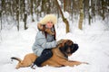 Girl with an English Mastiff Royalty Free Stock Photo