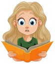 A girl engrossed in an orange book Royalty Free Stock Photo