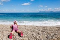 Girl enjoying free time on the beach Royalty Free Stock Photo