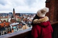 Girl enjoying landmark view of Wroclaw in Poland Royalty Free Stock Photo