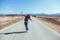 Girl enjoying road trip