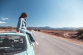 Girl enjoying road trip Royalty Free Stock Photo