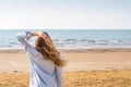 Girl enjoying sun at the beach Royalty Free Stock Photo