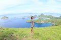 Girl enjoying view on Padar Island Royalty Free Stock Photo