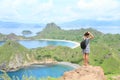 Girl enjoying view on Padar Island Royalty Free Stock Photo