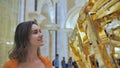 The girl enjoys beautiful scenery at the Presidential Palace in Abu Dhabi. Royalty Free Stock Photo