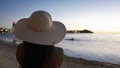 Girl Enjoys the View of Paddler from Beach Royalty Free Stock Photo