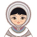 The girl in Eskimo dress. Historical clothes. Portrait, avatar.