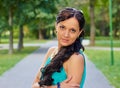 Girl in evening dress in the Park