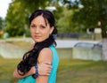 Girl in evening dress in the Park