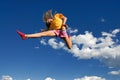 Girl executing 7-split in air Royalty Free Stock Photo