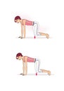 Girl is exercising. Exercises for the back and buttocks. Illustration isolated on white background