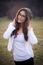 Girl with eyeglasses and wooll cap Royalty Free Stock Photo