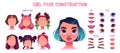 Girl face construction kit - cartoon facial parts Royalty Free Stock Photo