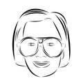 Girl face with glasses drawn by brush