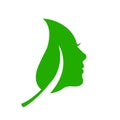 Girl face leaf concept icon - vector