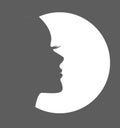 Girl face logo grey,Vector woman face profile, white, shadow icon.