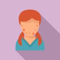 Girl face skin teen problems icon, flat style Royalty Free Stock Photo