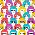 Girl faces seamless pattern. Royalty Free Stock Photo