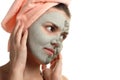 Girl with facial mask of clay Royalty Free Stock Photo