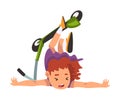 Girl Falling off Kick Scooter, Eco Transport for Children, Summer Outdoor Activity Cartoon Vector Illustration