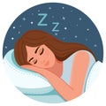 A girl falls asleep at night and has a dream Royalty Free Stock Photo