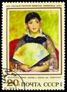 Girl with a Fan, Renoir (1881), Foreign Paintings in Soviet Museums serie, circa 1973